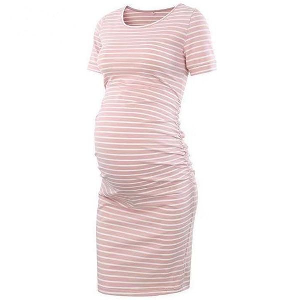 cotton casual maternity dress round neck short sleeve skirt stripe temperament thin maternity dress, White
cotton casual maternity dress round neck short sleeve skirt stripe temperament thin maternity dress, White
