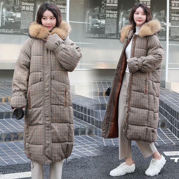 down cotton coat women long women's 2020 invierno new zipper loose thick plaid parkas big fur collar casual padded coats z865, Black
down cotton coat women long women's 2020 invierno new zipper loose thick plaid parkas big fur collar casual padded coats z865, Black