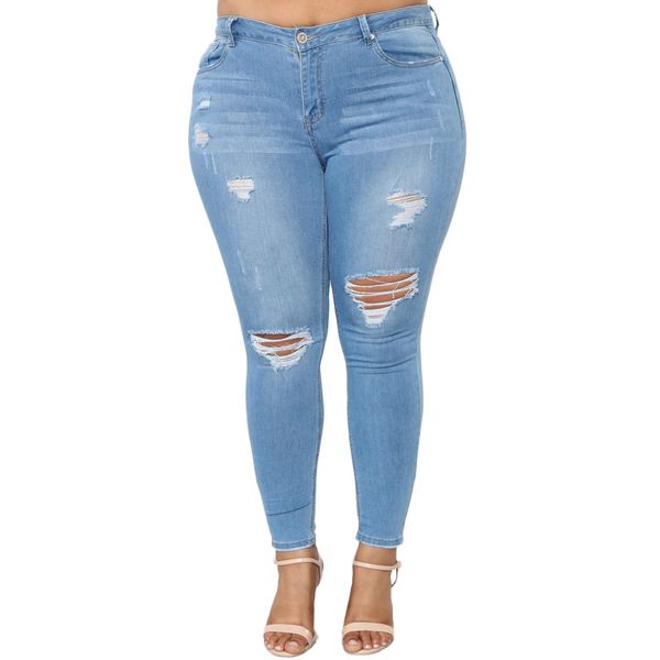 women summer medium waist pockets holes denim skinny long jeans plus size pants xxl-7xl bule ripped jeans women 12.3, Blue
women summer medium waist pockets holes denim skinny long jeans plus size pants xxl-7xl bule ripped jeans women 12.3, Blue