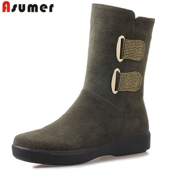 asumer big size fashion winter boots women round toe mid calf boots keep warm snow zip flat with suede leather, Black
asumer big size fashion winter boots women round toe mid calf boots keep warm snow zip flat with suede leather, Black