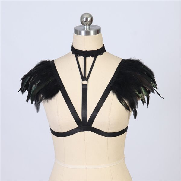 feathers cage harness lingerie epaulettes shoulder festival angel wings bondage harness gothic body cage bra, Black;white
feathers cage harness lingerie epaulettes shoulder festival angel wings bondage harness gothic body cage bra, Black;white