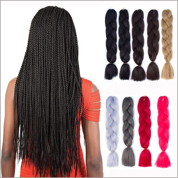 40 pure colors new designer big braids 24inchs fashion africa plaits sell hair extensions super synthetic weave marely braids, Black
40 pure colors new designer big braids 24inchs fashion africa plaits sell hair extensions super synthetic weave marely braids, Black