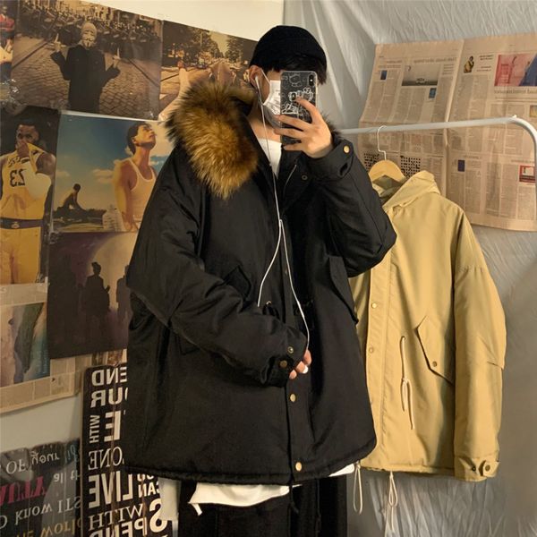 winter jacket men's warm thick fashion parka men solid color casual fur collar hooded coat man wild loose cotton jacket male, Black
winter jacket men's warm thick fashion parka men solid color casual fur collar hooded coat man wild loose cotton jacket male, Black
