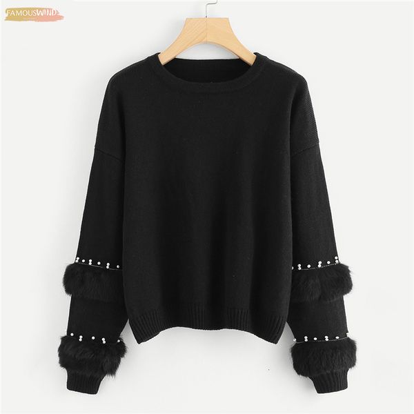 black highstreet elegant pearl women faux fur detail o-neck pullovers jumper autumn casual campus beading sweaters, White;black
black highstreet elegant pearl women faux fur detail o-neck pullovers jumper autumn casual campus beading sweaters, White;black