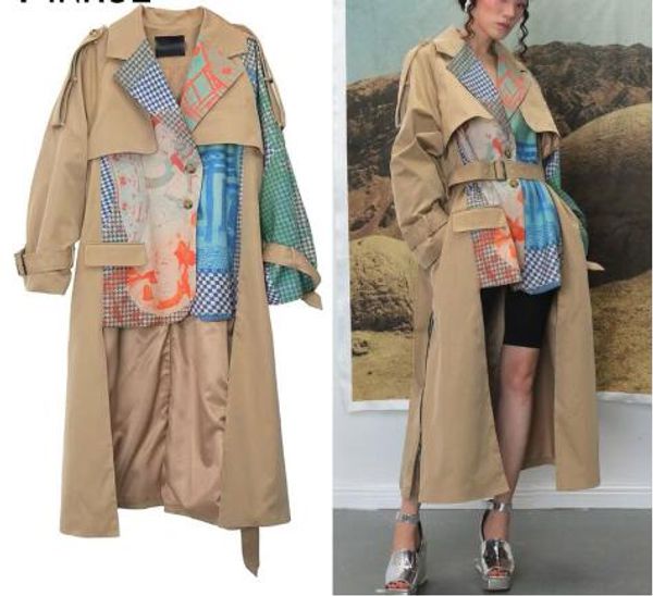 2020 vintage autumn and winter turn-down collar patchwork printed maps batwing sleeves waist belt female trench coat loose outwear, Tan;black
2020 vintage autumn and winter turn-down collar patchwork printed maps batwing sleeves waist belt female trench coat loose outwear, Tan;black