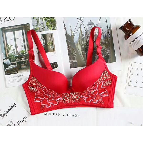 2019 new high-end brand seamless embroidery peony rose cup gather adjustment fashion ladies underwear bra, Red;black
2019 new high-end brand seamless embroidery peony rose cup gather adjustment fashion ladies underwear bra, Red;black