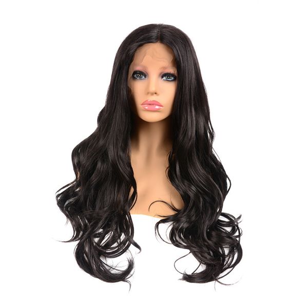 

centre parting large wave lace front wigs natural black long curly 18'' 20'' 22'' synthetic wigs ing