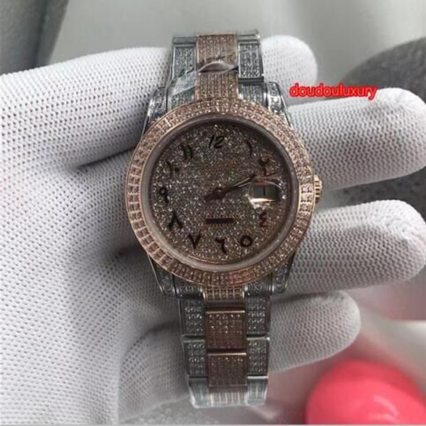 men's diamond fashion watches rose gold diamond dial arabic number scale trend men's watch calendar automatic mechanical watches, Slivery;brown
men's diamond fashion watches rose gold diamond dial arabic number scale trend men's watch calendar automatic mechanical watches, Slivery;brown