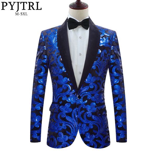 pyjtrl men fashion shawl lapel royal blue black velvet floral shiny sequins blazers wedding groom prom singers slim suit jacket, White;black
pyjtrl men fashion shawl lapel royal blue black velvet floral shiny sequins blazers wedding groom prom singers slim suit jacket, White;black