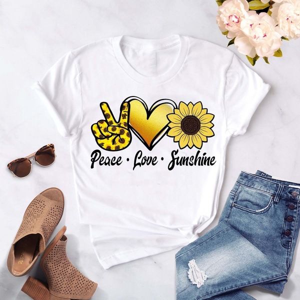 peave любовь саншайн письмо tshirts summer дизайнерские цветочные o шеи с коротким рукавом streetwear женские дизайнерские тройники, White
peave любовь саншайн письмо tshirts summer дизайнерские цветочные o шеи с коротким рукавом streetwear женские дизайнерские тройники, White