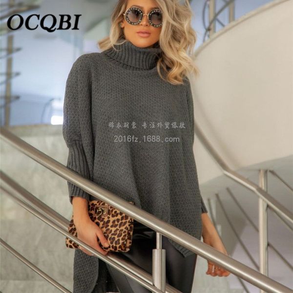 2019 plus size solid turtleneck pullover batwing hollow out casual cloak sweater for women, Black
2019 plus size solid turtleneck pullover batwing hollow out casual cloak sweater for women, Black