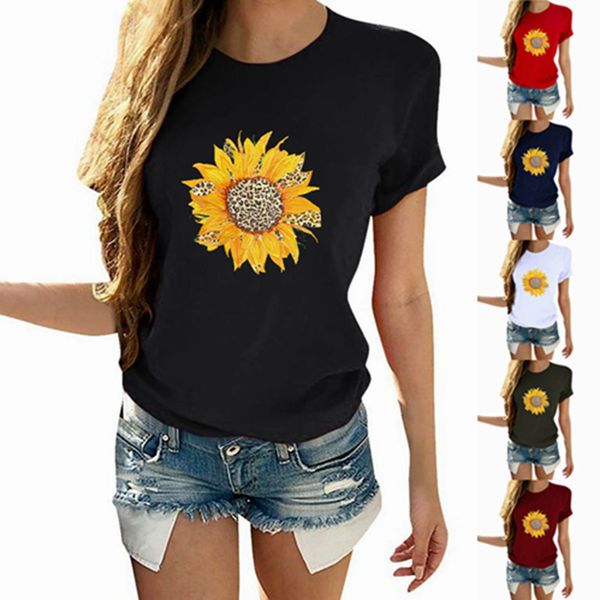 basic women t-shirt, blouse print summer loose neck round sleeve short sunflower ctide, Black
basic women t-shirt, blouse print summer loose neck round sleeve short sunflower ctide, Black