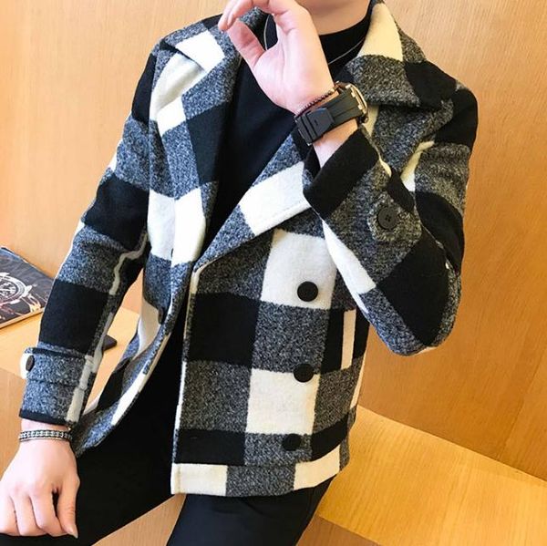 new double-breasted windbreaker fashion retro tartan coat large size 5xl slim short coat men's banquet party dress, Black;brown
new double-breasted windbreaker fashion retro tartan coat large size 5xl slim short coat men's banquet party dress, Black;brown
