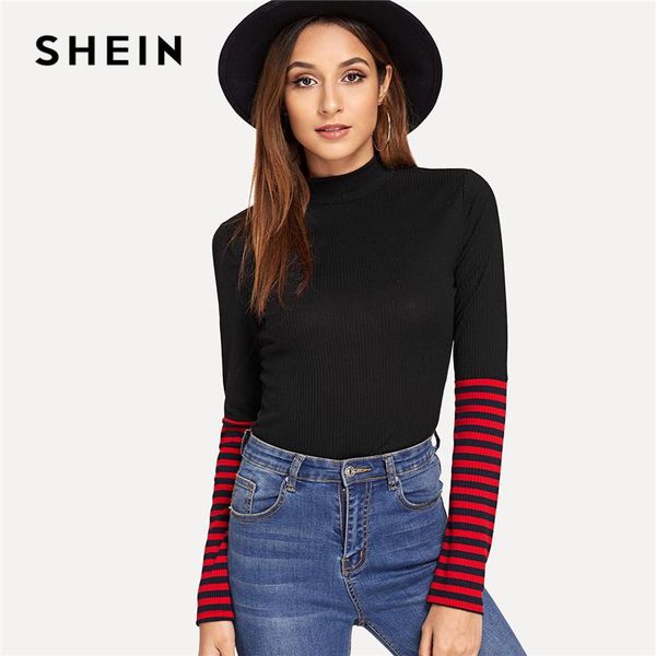 shein black preppy casual colorblock mock neck striped ribbed slim fit long sleeve tee 2019 autumn modern lady women tshirt top, White
shein black preppy casual colorblock mock neck striped ribbed slim fit long sleeve tee 2019 autumn modern lady women tshirt top, White
