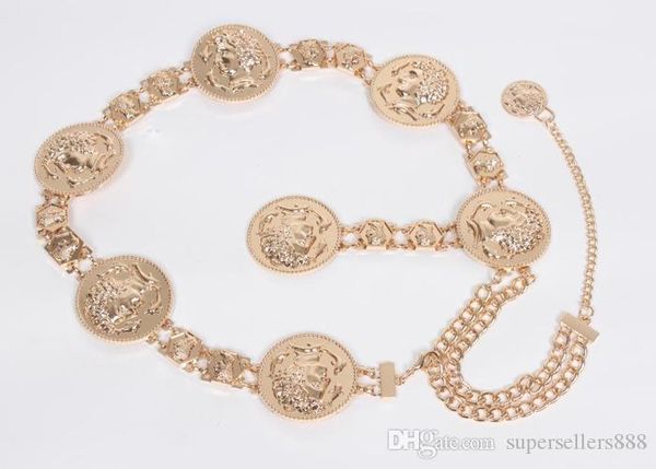 new fashion luxury designer brand chain belt for women golden coin dolphins portrait metal waist belts apparel accessories, Black;brown
new fashion luxury designer brand chain belt for women golden coin dolphins portrait metal waist belts apparel accessories, Black;brown
