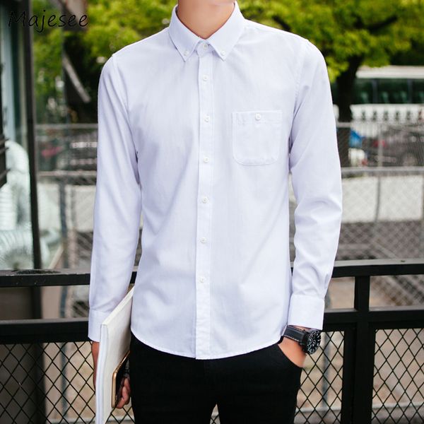 shirts men solid long sleeve turn-down collar single breasted mens shirt casual slim plus size clothing all match, White;black
shirts men solid long sleeve turn-down collar single breasted mens shirt casual slim plus size clothing all match, White;black
