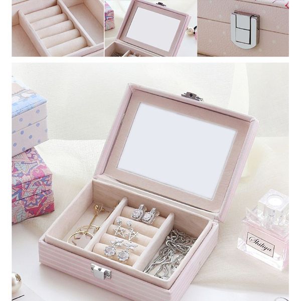 creative portable travel jewelry case pu with lock mirror lipstick ring ear stud earrings storage box a0nf, Pink;blue
creative portable travel jewelry case pu with lock mirror lipstick ring ear stud earrings storage box a0nf, Pink;blue