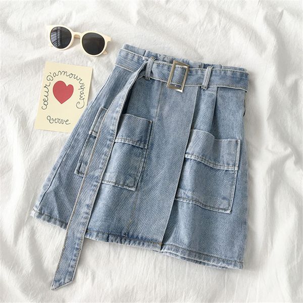 summer women high waist denim skirt with belt fashion big pocket loose mini skirt female a-line jeans short skirts, Black
summer women high waist denim skirt with belt fashion big pocket loose mini skirt female a-line jeans short skirts, Black