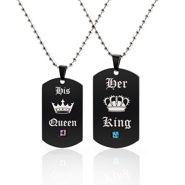 tags pendant laser words couple necklace her king his queen crown necklace army cards for lover valentine's day gift, Silver
tags pendant laser words couple necklace her king his queen crown necklace army cards for lover valentine's day gift, Silver