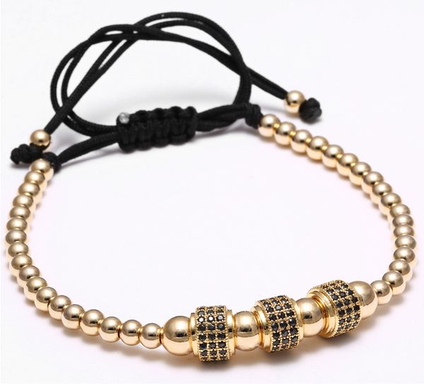 men bracelets fashion luxury gold plated 3 round beads macrame bracelet micro inlay zircon mens & womens new style accessories, Black
men bracelets fashion luxury gold plated 3 round beads macrame bracelet micro inlay zircon mens & womens new style accessories, Black