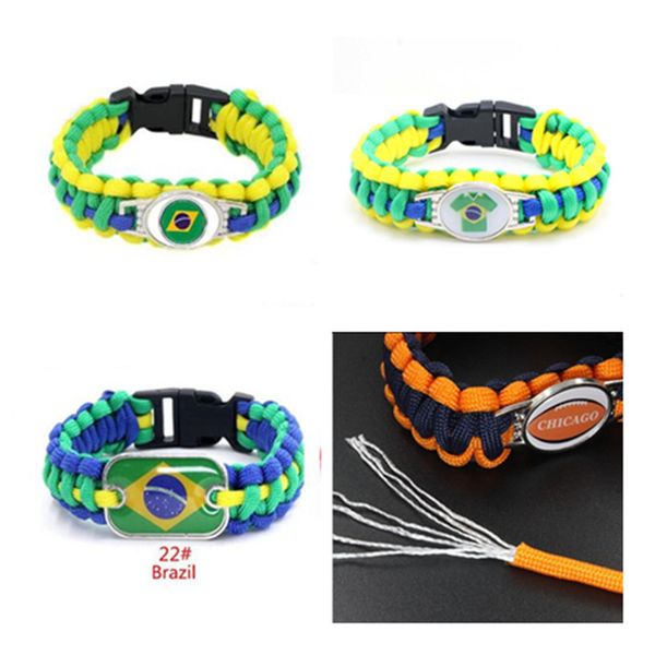 brazil flag charm paracord friendship outdoor camping sport bracelets & bangles 10pcs/lot, Golden;silver
brazil flag charm paracord friendship outdoor camping sport bracelets & bangles 10pcs/lot, Golden;silver