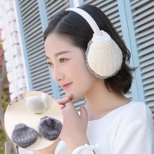 

winter ear cover women warm knitted earmuffs ear warmers women plush thicken warm muffs earlap warmer headband, Blue;gray