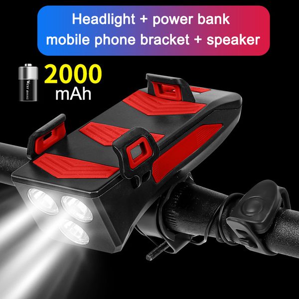 4-in-1 multifunciton bicycle front light mobile power mobile phone holder horn mountain road bike cycling equipment b2cs
4-in-1 multifunciton bicycle front light mobile power mobile phone holder horn mountain road bike cycling equipment b2cs