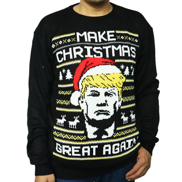 autumn/winter style sweater europe and the united states men's christmas set of male head render knitting sweater, White;black
autumn/winter style sweater europe and the united states men's christmas set of male head render knitting sweater, White;black