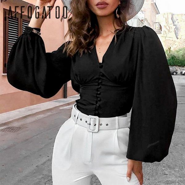 affogato elegant v neck lantern sleeve blouse women chic autumn winter female black blouses office ladies slim blouse shirt, White
affogato elegant v neck lantern sleeve blouse women chic autumn winter female black blouses office ladies slim blouse shirt, White