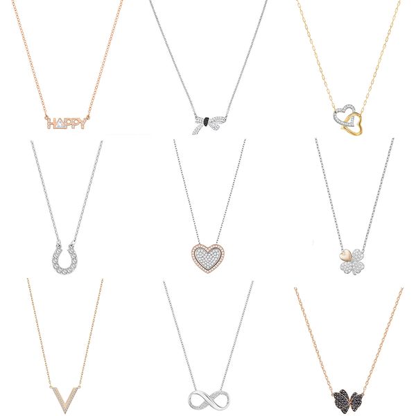 fahmi swa rose gold four-leaf clover heart shaped butterfly interwoven ribbon love fashion women clavicle necklace, Black 
fahmi swa rose gold four-leaf clover heart shaped butterfly interwoven ribbon love fashion women clavicle necklace, Black