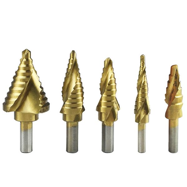 5pcs step drill bit set spiral grooved drill bit, multiple stepped up bits for sheet metal double cutting blades
5pcs step drill bit set spiral grooved drill bit, multiple stepped up bits for sheet metal double cutting blades