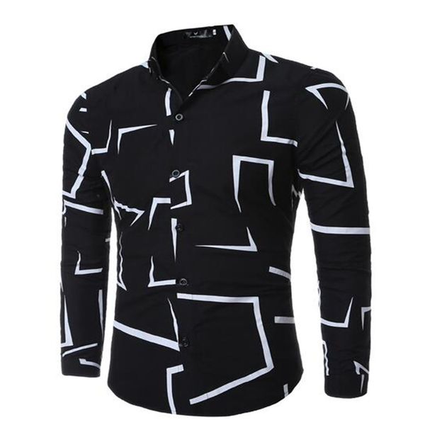 men shirt 2018 brand fashion casual slim geometric print long sleeve shirt men business social white clothes, White;black
men shirt 2018 brand fashion casual slim geometric print long sleeve shirt men business social white clothes, White;black