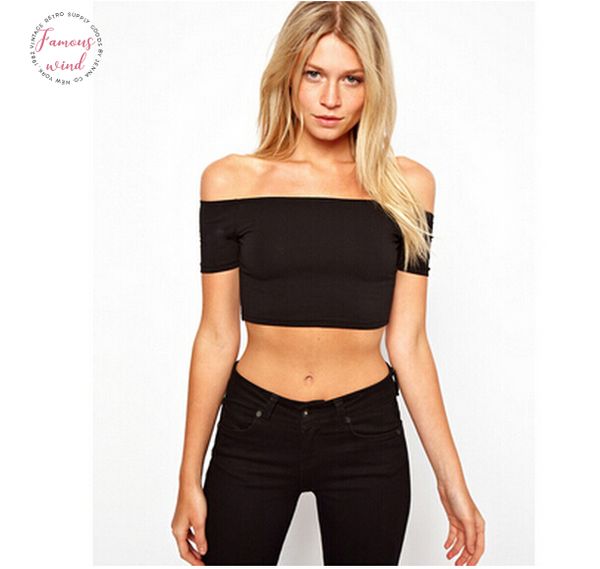 east knitting new fashion summer t shirt womens black white crop off shoulder tees short sleeve
east knitting new fashion summer t shirt womens black white crop off shoulder tees short sleeve