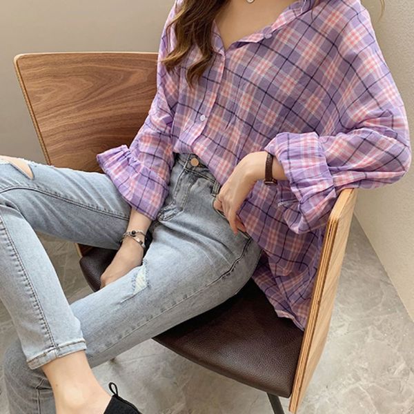 весна осень streetwear chic блуза рубашка женщина повседневного сыпучий batwing рукав vintage plaid shirt женщина корейского сыпучие tops, White
весна осень streetwear chic блуза рубашка женщина повседневного сыпучий batwing рукав vintage plaid shirt женщина корейского сыпучие tops, White