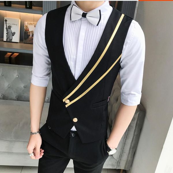 2019 new vests men's slim ktv influx men personality suits vest nightclub dj ds korean hair stylist workwear handsome jacket, Black;white
2019 new vests men's slim ktv influx men personality suits vest nightclub dj ds korean hair stylist workwear handsome jacket, Black;white