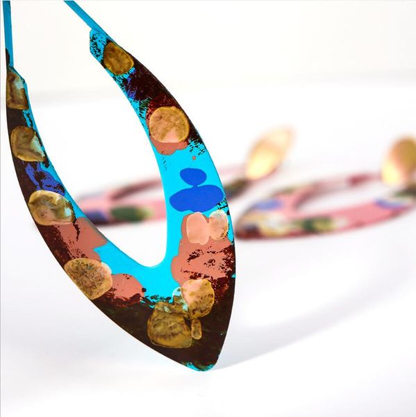 jewelry famous charm earrings graffiti metal geometry shape charm earrings wholesale for women fashion, Golden