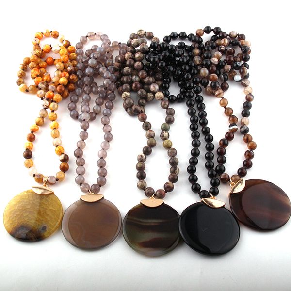 fashion bohemian jewelry natural agat stones knotted round stone pendant necklaces for ethnic necklace, Silver
fashion bohemian jewelry natural agat stones knotted round stone pendant necklaces for ethnic necklace, Silver