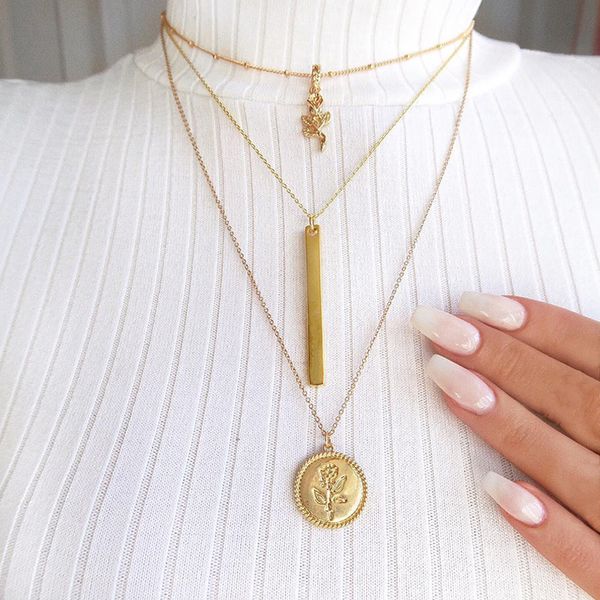 bohemian fashion necklaces women retro flower geometry pendant multilayer gold necklace beach fashion jewelry accessories, Silver
bohemian fashion necklaces women retro flower geometry pendant multilayer gold necklace beach fashion jewelry accessories, Silver