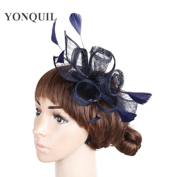 new design navy sinamay party fascinator hats clip with feather hair acessories on hair combs for elegant bridal headwear syf231
new design navy sinamay party fascinator hats clip with feather hair acessories on hair combs for elegant bridal headwear syf231