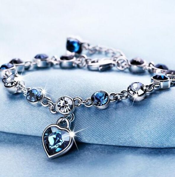 fashion bracelet wedding female heart crystal bracelets for women luxury temperament silver-color fine jewelry gift, Black
fashion bracelet wedding female heart crystal bracelets for women luxury temperament silver-color fine jewelry gift, Black