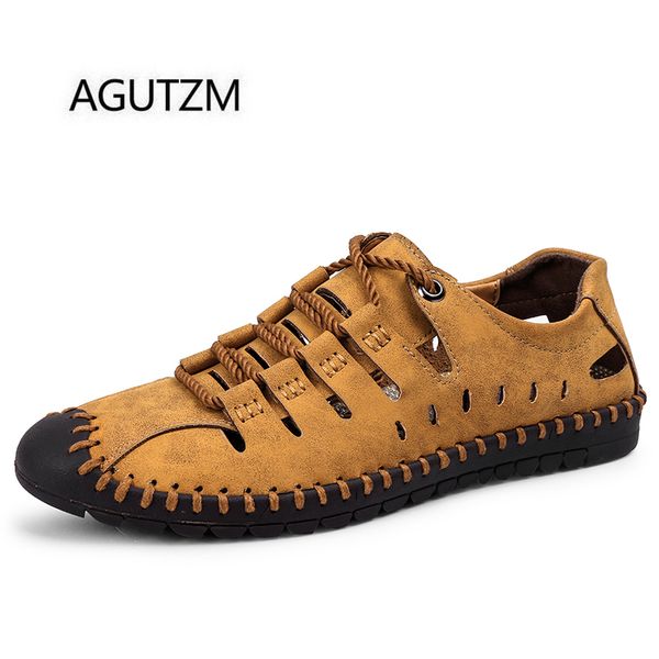 agutzm 8808 fashion lace up flat with men's sandals shoes soft breathable split leather handmade holes shoes size 38-48, Black
agutzm 8808 fashion lace up flat with men's sandals shoes soft breathable split leather handmade holes shoes size 38-48, Black
