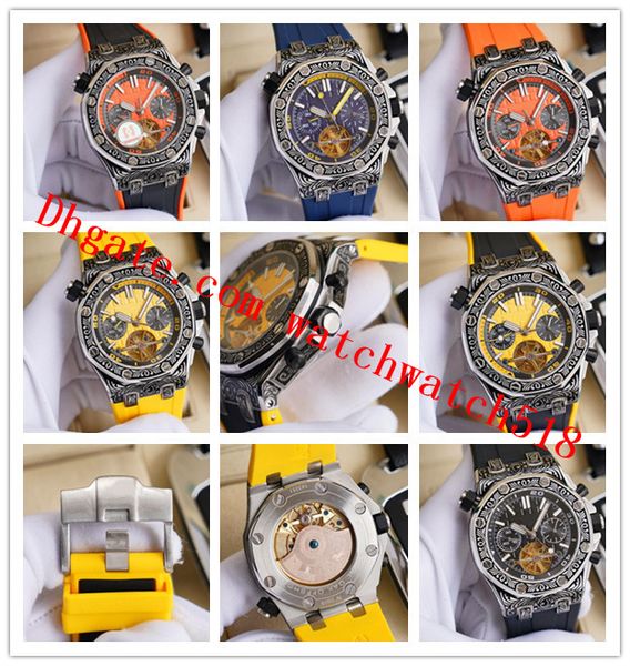 6 style offshore 44mm flywheel mens watch carving rubber band transparent back 316l steel sapphire automatic fashion men's watches, Slivery;brown
6 style offshore 44mm flywheel mens watch carving rubber band transparent back 316l steel sapphire automatic fashion men's watches, Slivery;brown