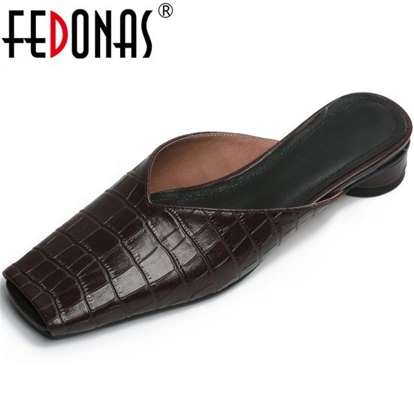 fedonas new consise half slippers pumps thick heels square toe cow leather shoes woman party prom pumps 2020 shoes woman, Black
fedonas new consise half slippers pumps thick heels square toe cow leather shoes woman party prom pumps 2020 shoes woman, Black