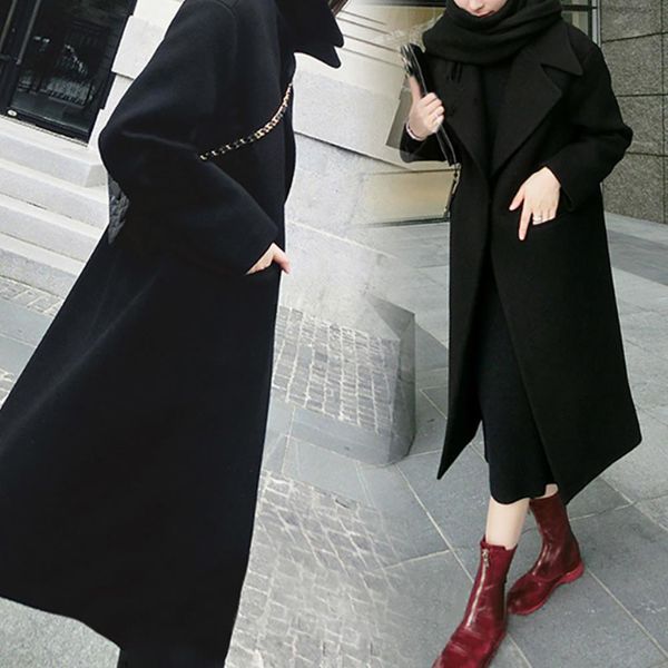women winter solid color lapel collar thicken slim long trench coat warm outwear, Tan;black
women winter solid color lapel collar thicken slim long trench coat warm outwear, Tan;black
