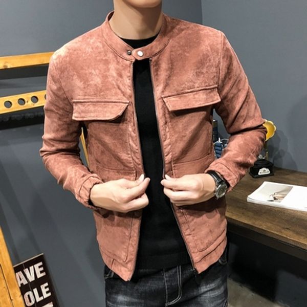 2019 spring new korean version of the slim short jacket men's trend wild solid suede casual jacket trend, Black;brown
2019 spring new korean version of the slim short jacket men's trend wild solid suede casual jacket trend, Black;brown