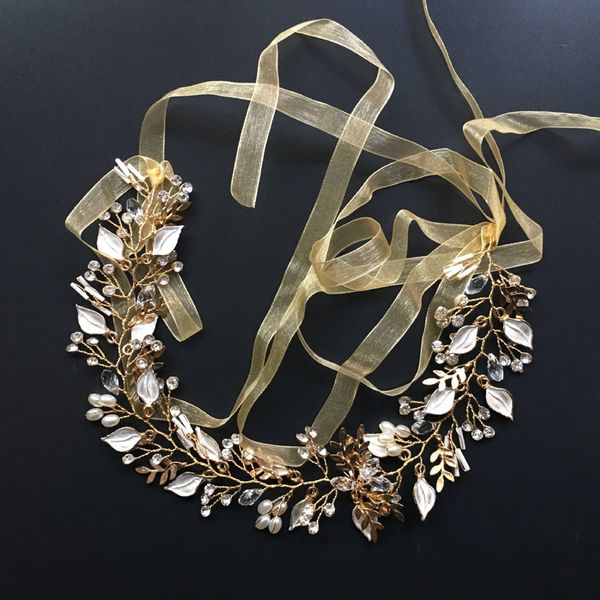 slbridal ribbon handmade crystal pearls flower leaf wedding tiara hair vine bridal headband hair accessories bridesmaids jewelry, White;golden
slbridal ribbon handmade crystal pearls flower leaf wedding tiara hair vine bridal headband hair accessories bridesmaids jewelry, White;golden