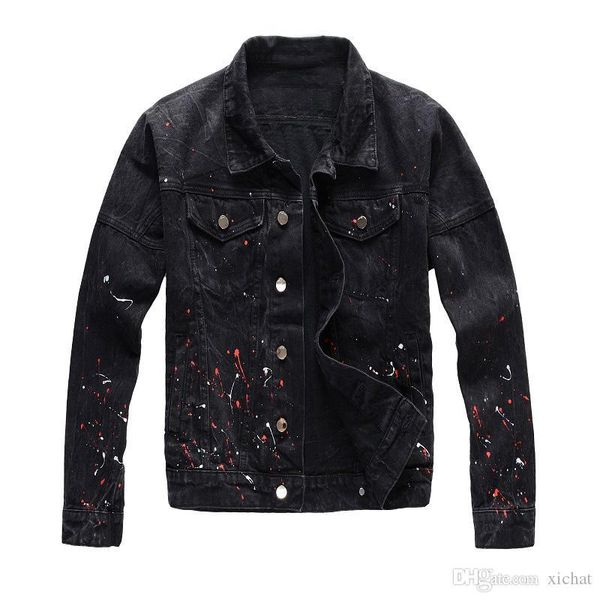 unique mens designer painted denim jackets ripped fashion slim fit streetwear motorcycle biker epaulet blue jeans jacket coat 421, Black;brown
unique mens designer painted denim jackets ripped fashion slim fit streetwear motorcycle biker epaulet blue jeans jacket coat 421, Black;brown