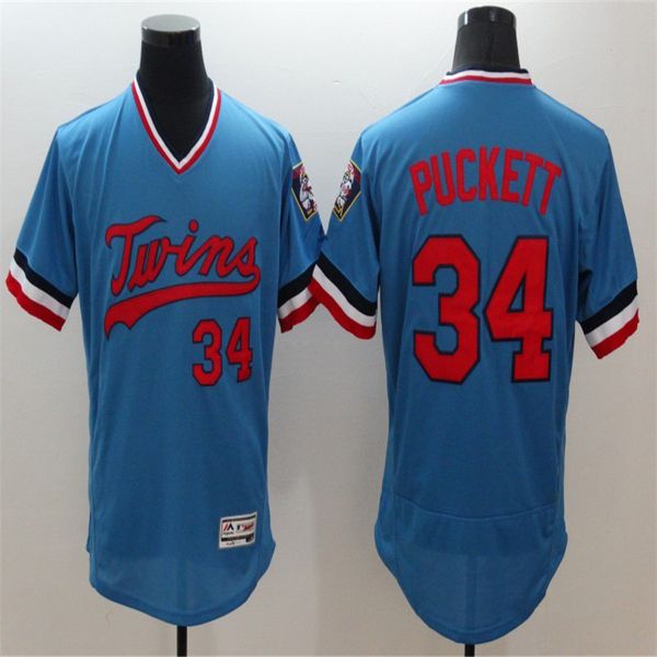2019 new fabric flexbase version #34 kirby puckett retro jerseys color gray white blue black 01, Black;blue
2019 new fabric flexbase version #34 kirby puckett retro jerseys color gray white blue black 01, Black;blue