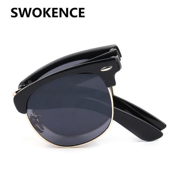 swokence portable folding sunglasses with box women men upscale brand retro foldable uv400 sunscreen spectacles for driving sa02, White;black 
swokence portable folding sunglasses with box women men upscale brand retro foldable uv400 sunscreen spectacles for driving sa02, White;black