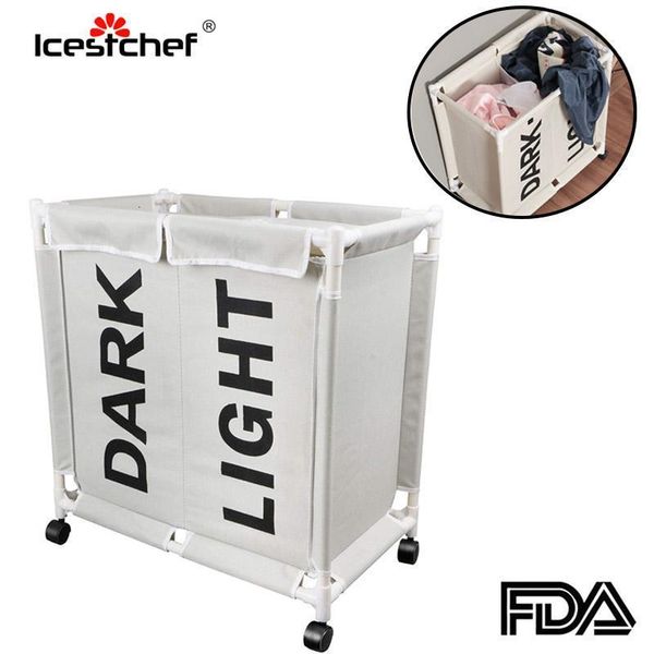 icestchef waterproof laundry basket with wheels laundry hamper with cover dirty cloth basket lid bathroom storage 2 grid t191210 
icestchef waterproof laundry basket with wheels laundry hamper with cover dirty cloth basket lid bathroom storage 2 grid t191210